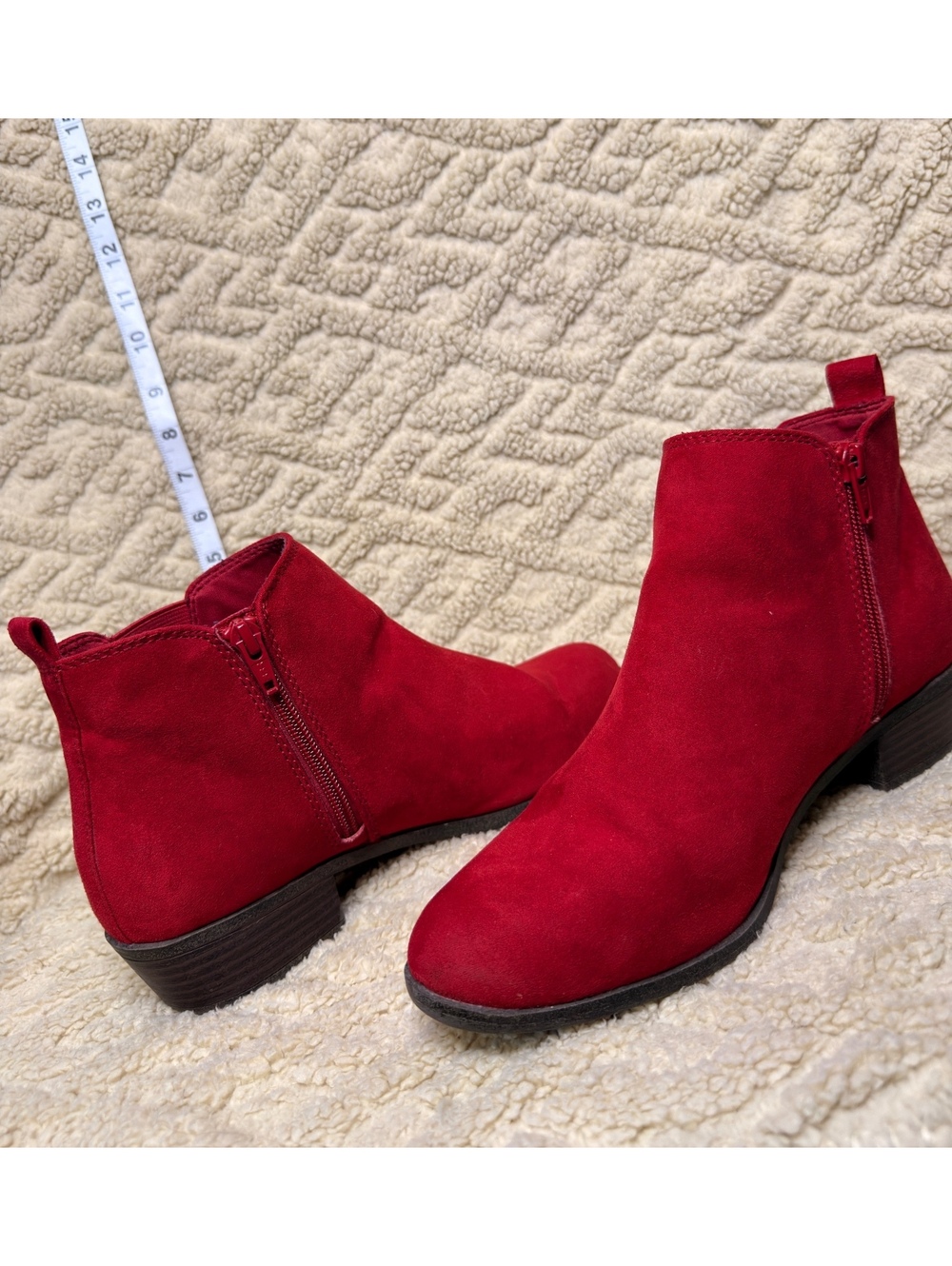SO Women’s Size 9 Cherry Red Side-Zip Ankle Booties
